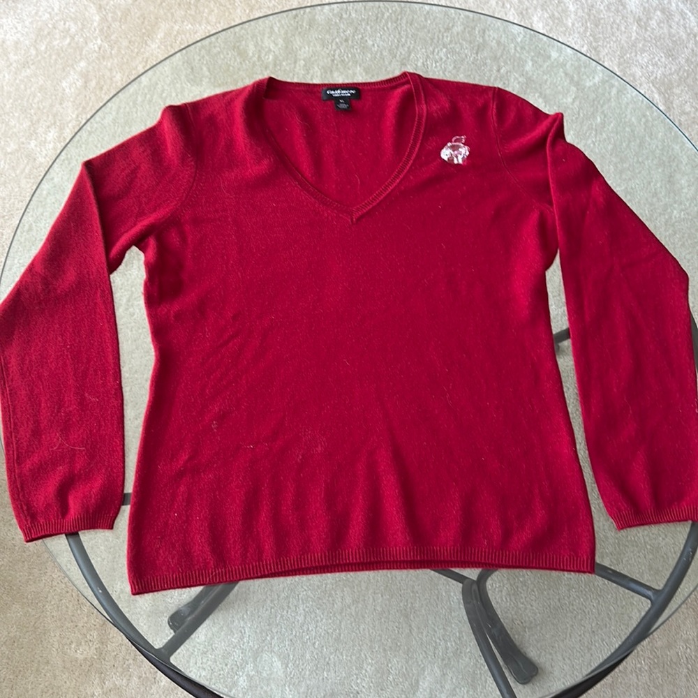 Lord and Taylor Red Cashmere Sweater XL